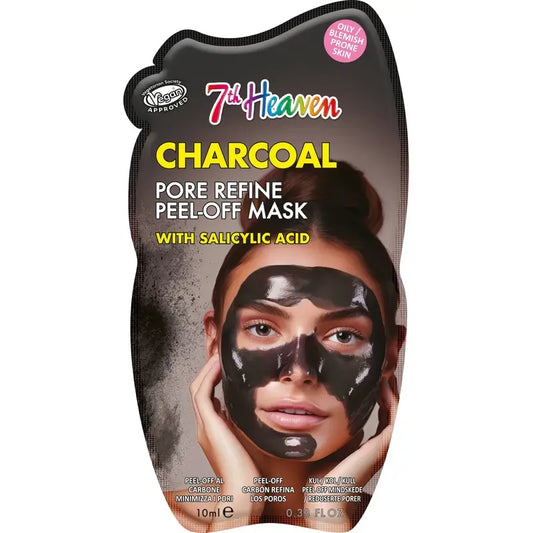 7 Heaven Peel-Off Charcoal Mask Com Ácido Salicílico Refina os Poros , 10 ml