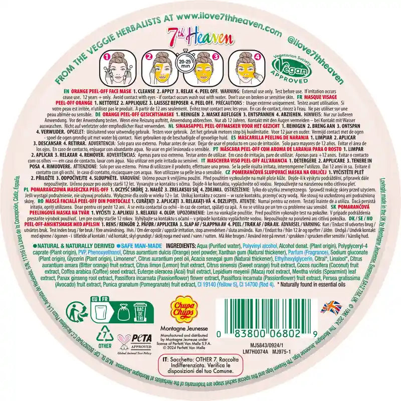 7 Heaven Peel-Off Mask Chupa Chups Orange