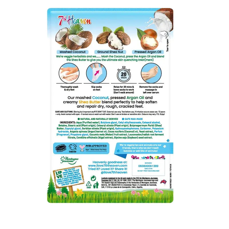 7 Heaven Coconut Softening Foot Mask , 2 unidades