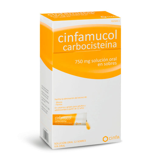 Cinfamucol Carbocisteina 750 mg Solucion Oral, 12 sobres