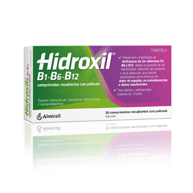 Hidroxil - Vitaminas B1 B6 B12 - 30 comprimidos Recubiertos