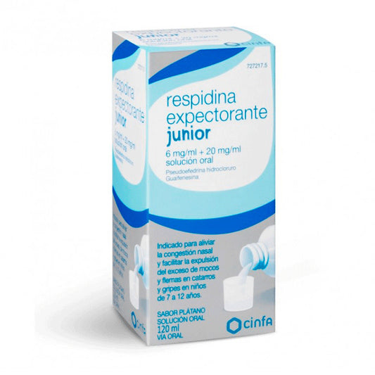 Respidina Expectorante Junior 6 Mg/ ml + 20 Mg/ ml Solucion Oral, 120 ml