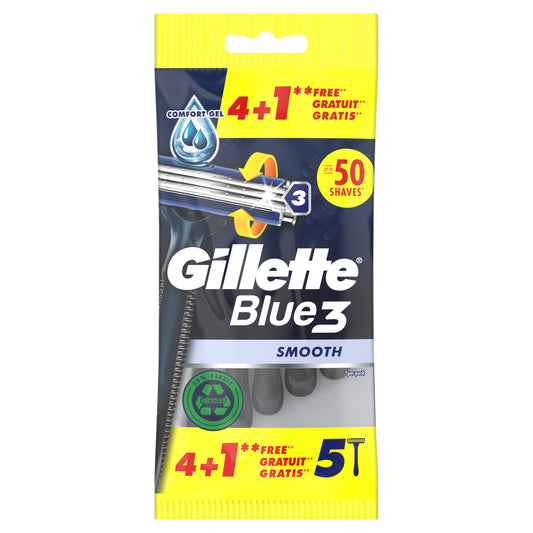 Gillette Blue3 Smooth Navalhas descartáveis para homem , 5 unid.