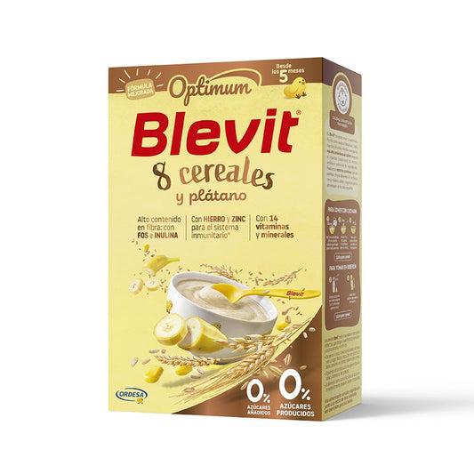 Blevit Alimentação Infantil Optimum 8 Cereais + Banana, 250g