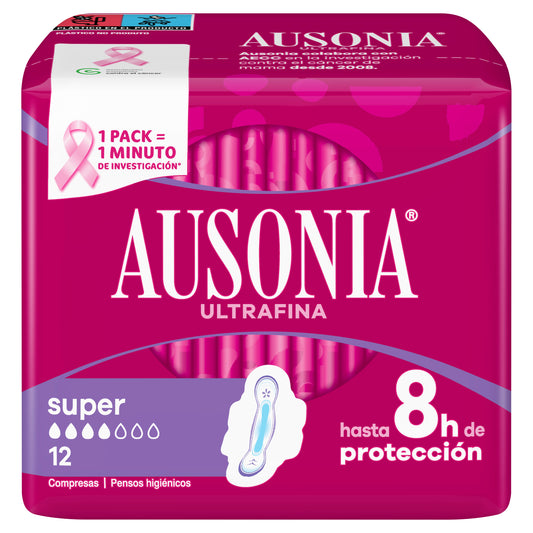 Ausonia Ultrafine Super Pads With Wings , 12 unidades