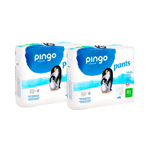 Embalagem 2 X fraldas ecológicas Pingo, tamanho 6 (26 unidades)