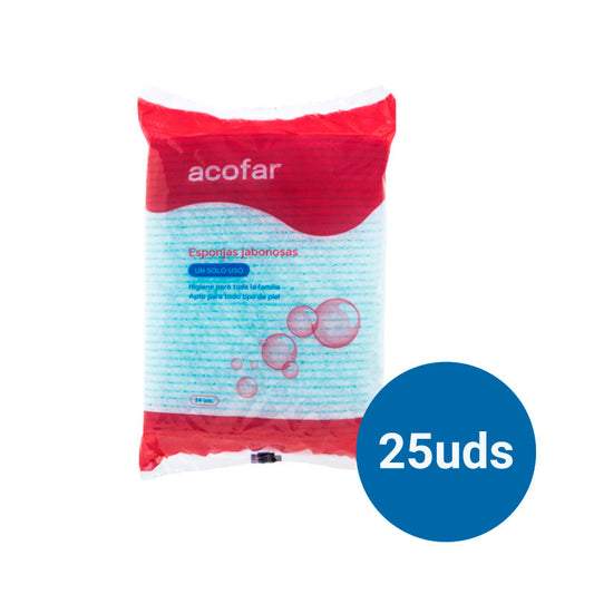 Acofar Pack Esponja Enjabonada Desechable, 24 esponjas x 25 bolsas