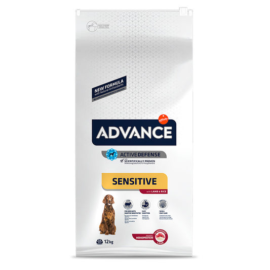 Advance Canine Adult Sensitive Cordero Arroz 12Kg, pienso para perros