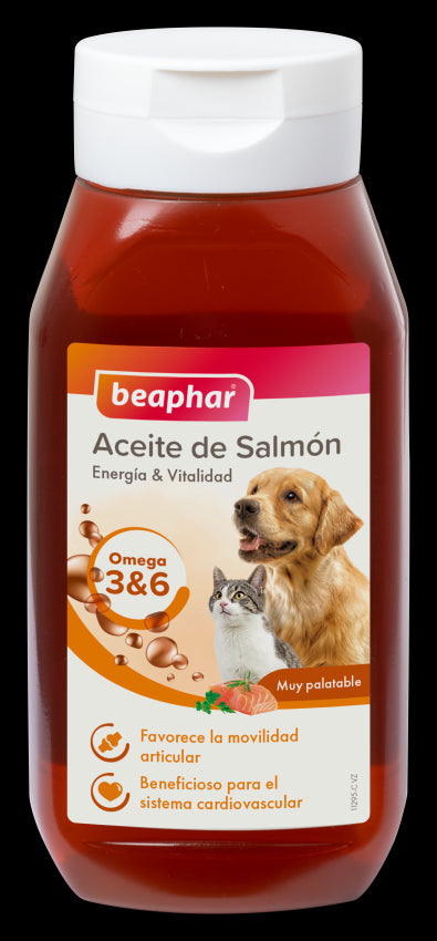 Beaphar Aceite de Salmon Perro y Gato 425 ml, comida húmeda para perros
