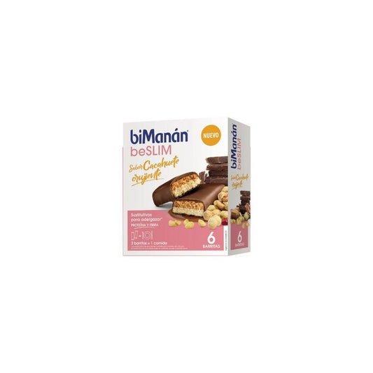 Bimanán Be Slim Barra Crocante de Amendoim, 6 unidades