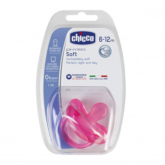 Chicco Pacifier Physio Soft Todogoma Silicone Pink 6-12 Meses, 1 peça