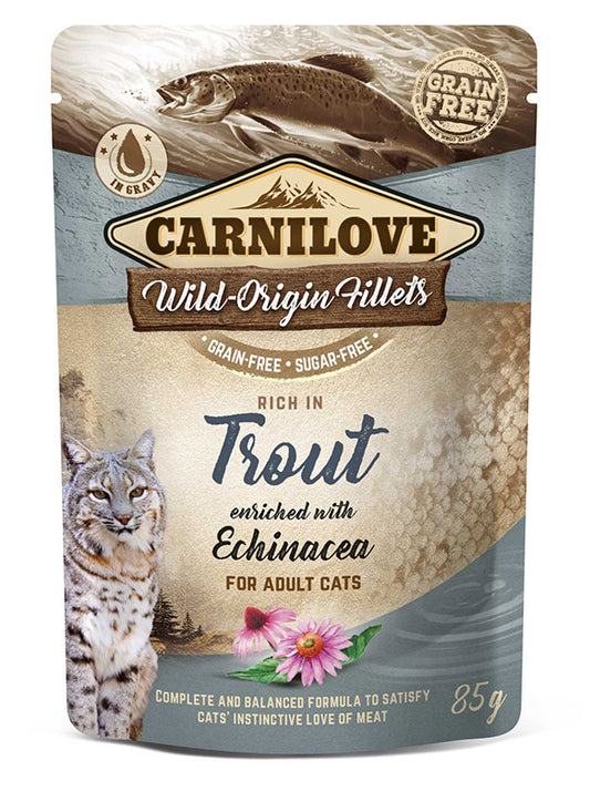 Carnilove Cat Pouch Trucha 24X85Gr, comida húmeda para gatos