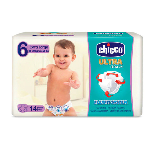 Chicco - Pañales Ultra Fit&Fun Extra Large 16-30 Kg 14 unidades