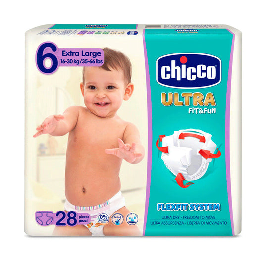 Chicco - Pañales Ultra Fit&Fun Maxi Extra Large 16-30 Kg 28 unidades