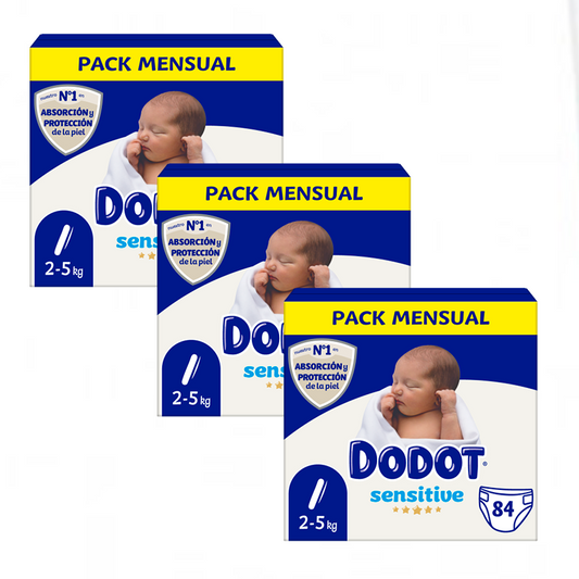 Embalagem Dodot Sensitive Newborn Box Tamanho 1, 3 x 84 peças.