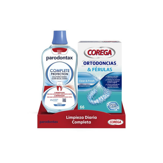 Corega Parodontax Complete Daily Cleanse (Elixir bucal + Limpeza ortodôntica)