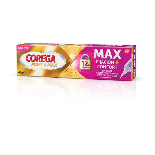Corega Max Fijación + Confort Crema Fijadora para Prótesis Dentales, 40 gr