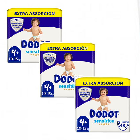 Dodot Sensitive Extra-Jumbo Pack Tamanho 4 Pack, 3 x 48 pcs.