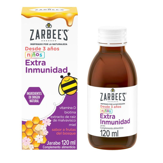 Zarbee's Xarope de Imunidade Extra para Crianças com Mel, Extrato de Raiz de Marshmallow e Vitamina D , 120 ml