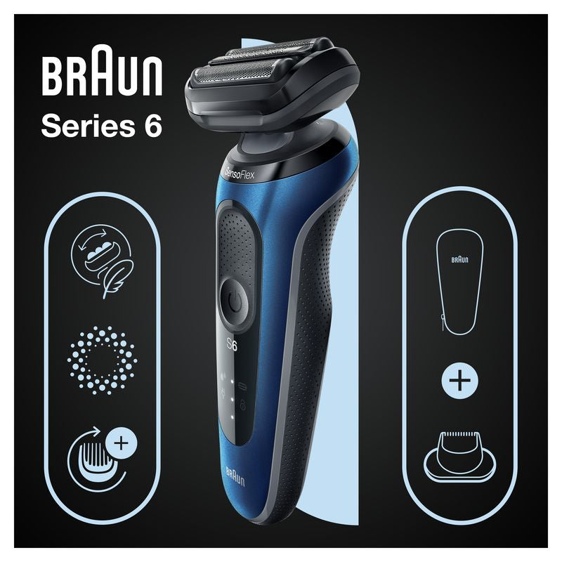Máquina de barbear eléctrica Braun Series 6 61-B1200S Sensoflex com aparador de precisão