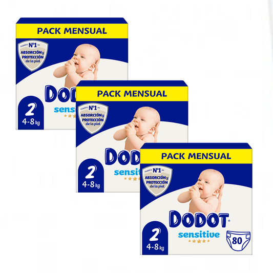 Embalagem Dodot Sensitive Newborn Box Tamanho 2, 3 x 80 peças.