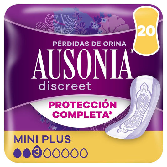 Ausonia Discreet Women's Urine Loss Pads Mini Plus, 20 unidades