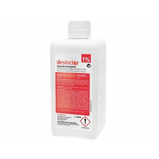 Desinclor (Vermelho) Solução anti-séptica de clorexidina 1%, 500 ml.