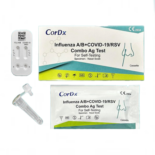 Teste Rápido Combinado de Antigénio COVID-19, Influenza A e B e RSV