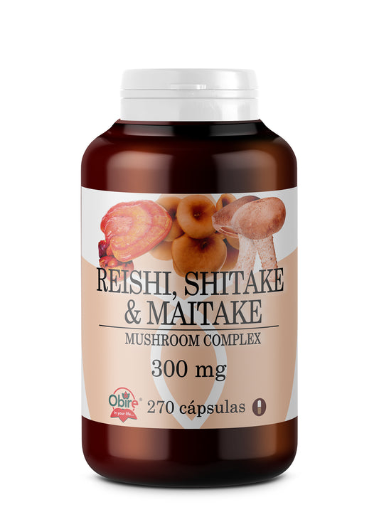 Obire Reishi + Shitake + Maitake 300 Mg , 270 cápsulas