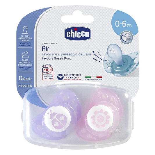 Chicco Pack 2 Chupetas Silicone Rosa Physio Air 0-6 Meses