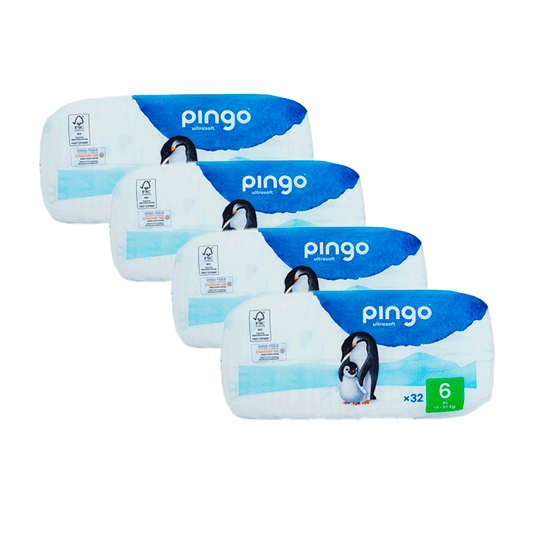 Embalagem 4 X fraldas ecológicas Pingo, tamanho 6 Xl (32 unidades)