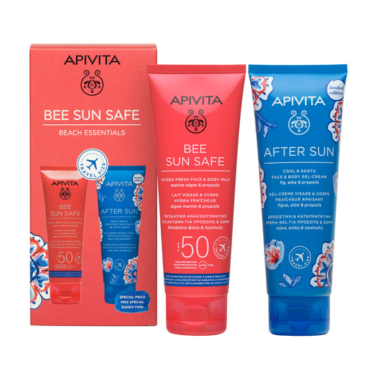 Promoção Apivita - Beach Essentials Hydra Fresh Milk Spf50 + Aftersun Gel-Creme