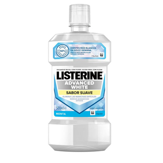 Listerine Colutório, Branqueamento Avançado, sem álcool, Menta Suave, 500 ml