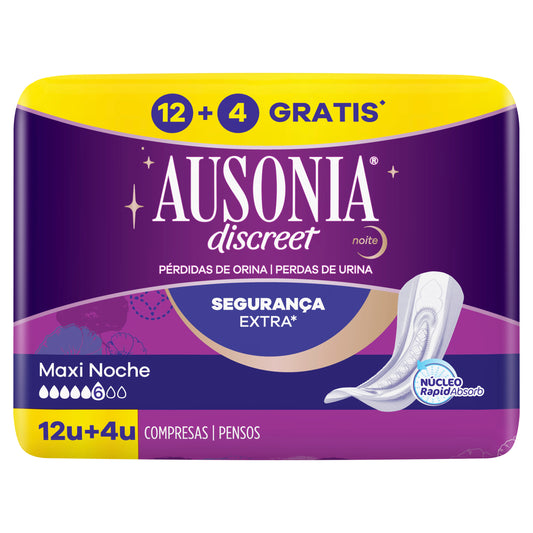 Ausonia Discreet Urine Loss Pads, 12 + 4 unidades