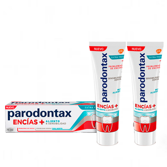Pasta de dentes para pastilhas elásticas Parodontax Extra Fresh Sensitivity, 2 x 75 ml