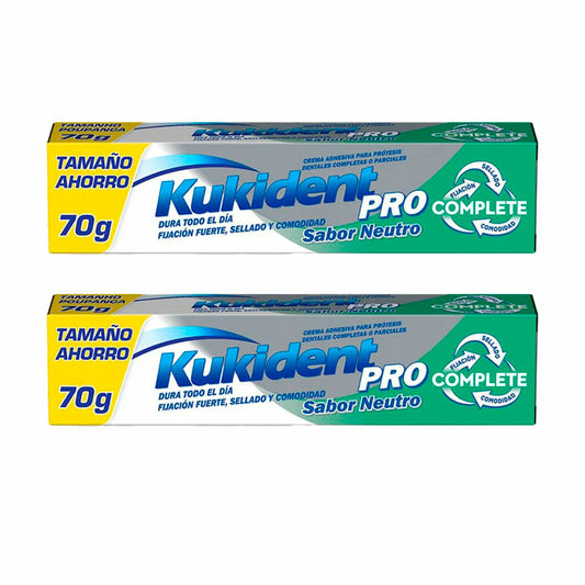 Kukident Pro Complete Crema Adhesiva Para Prótesis Dentales, Neutro 2x70 gr