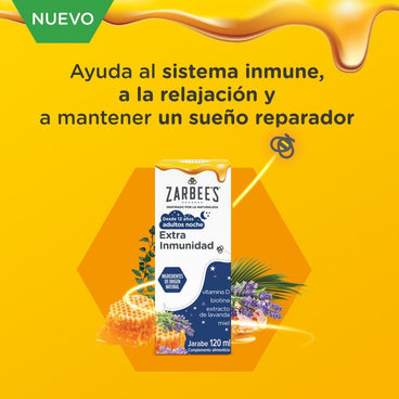 Zarbee's Xarope de Noite para Adultos Imunidade Extra com Mel, Alfazema e Vitamina D , 120 ml