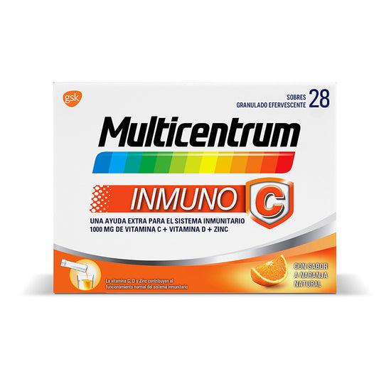 Multicentrum Inmuno C Complemento Alimenticio con Vitamina C, 28 sobres efervescentes