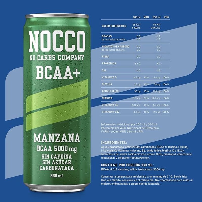 Nocco Bcaa+ Maçã, 330 ml