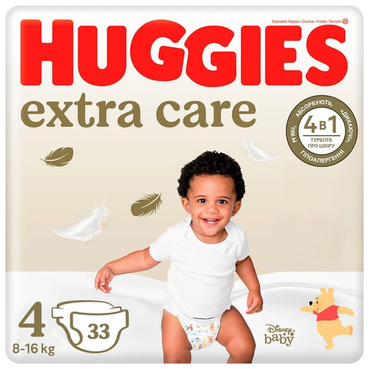 Fralda para recém-nascido Huggies Extra Care Tamanho 4 (8-14Kg) , 33 pcs.