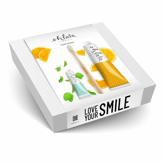 Ohlala Toothpaste " Blossom Orange Set " (Naranja Menta 75 ml + Menta Fresca 15 ml + Cepillo de dientes Bamboo)
