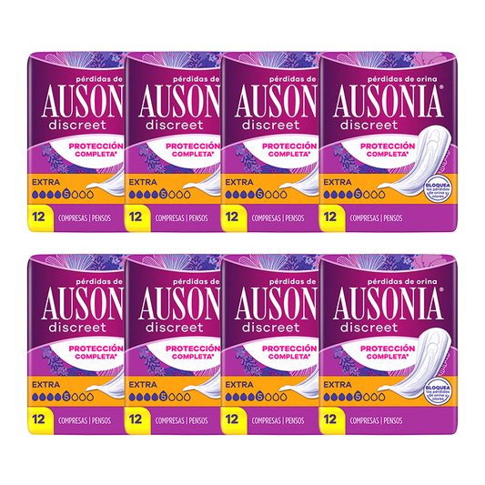 Ausonia Pack pensos higiénicos discretos para mulheres, extra, 8 x 12 unidades