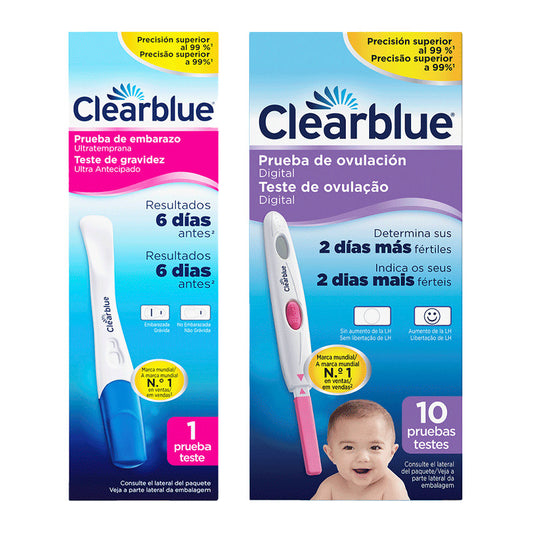 Clearblue Pack Early Test Embarazo Analógico 1 Prueba + Clearblue Test Ovulación 10 Varillas