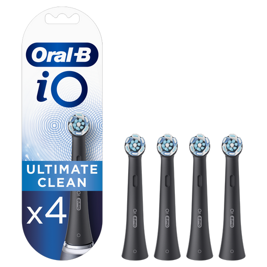 Cabeças de escova de substituição Oral-B Braun iO Ultimate Clean Black, embalagem com 4 unidades