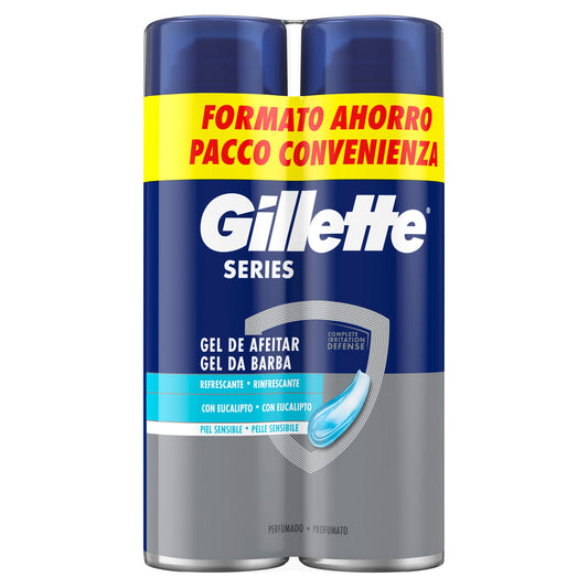 Gillette Series Gel de Barbear Refrescante com Eucalipto , 2x200 ml