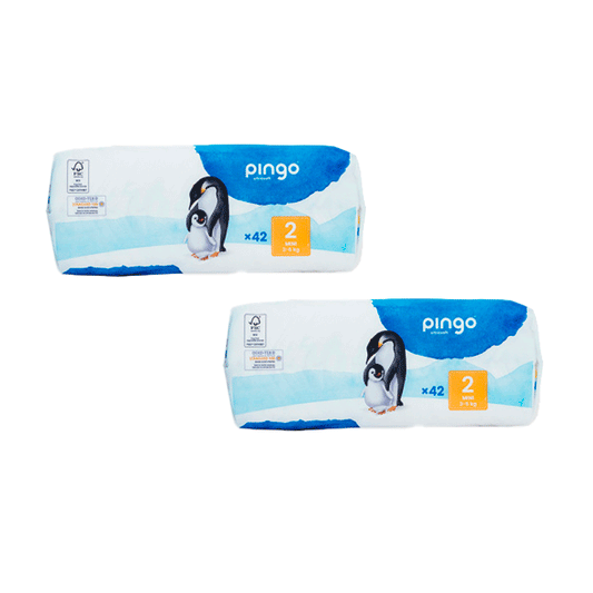 Embalagem 2 X fraldas ecológicas Pingo, tamanho 2 Mini (42 unidades)