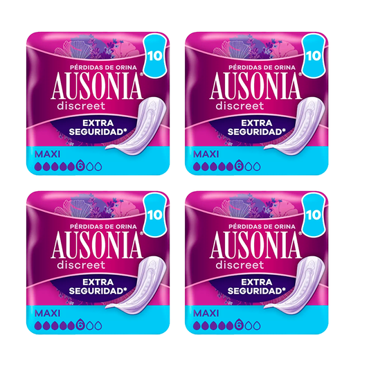 Ausonia Pack pensos higiénicos discretos para mulheres Maxi, 4 x 10 unidades