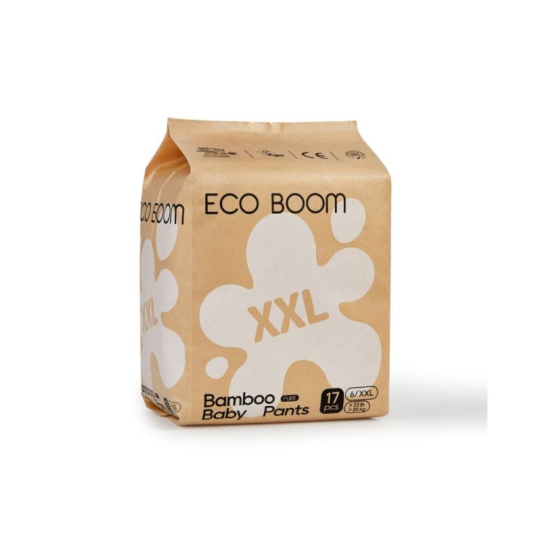 Eco Boom Pants Calças de Fralda de Bambu - Pure Xll, 17 unidades.