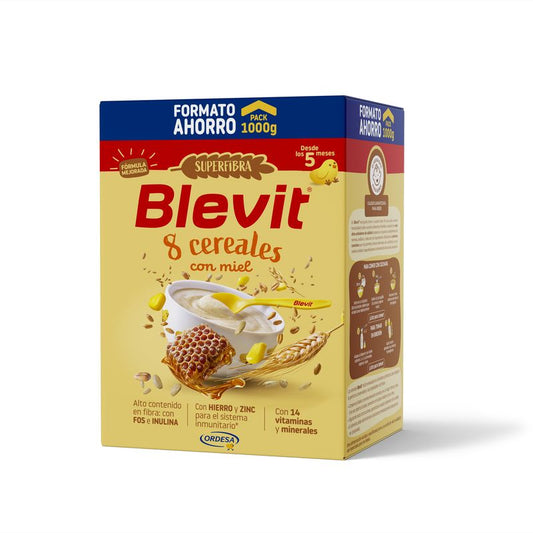 Comida para bebé Blevit Superfibra 8 Cereais e Mel, 1000 grs.