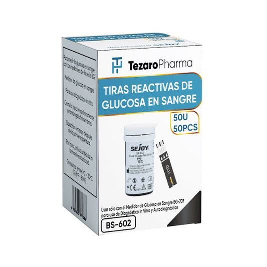 Surgicalmed Tezaro Pharma Tiras-teste de glicose no sangue Tezaro Pharma - Embalagem de 50 unidades, 50 unidades